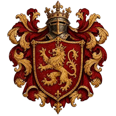 Brasão da Casa do Leão Dourado: um leão dourado sobre o campo vermelho