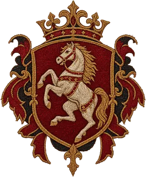 Brasão do cavalo: um cavalo branco empinado num escudo vermelho, com coroa